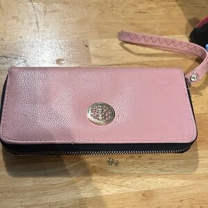 Pink Leather Wristlet Wallet